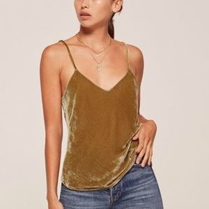 Reformation gold velvet cami tank top XS
